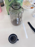 費施恩大容量水桶大容量塑料水杯大肚杯耐高溫夏季健身運動(dòng)水壺旅游必備 【帶吸管+提繩】黑色1600ml 曬單實(shí)拍圖