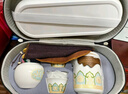 瓷牌茗茶具（cipaiming teaset）旅行茶具套裝戶(hù)外便攜式陶瓷快客杯一壺四杯辦公室功夫茶壺泡茶 白古茗1壺4杯+罐盤(pán)+棕皮包+巾夾 曬單實(shí)拍圖