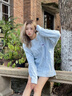 歐貝汐毛衣女秋冬季加厚套頭軟糯慵懶風(fēng)打底內搭上衣藍色麻花寬松針織衫 淺藍色 M 曬單實(shí)拍圖
