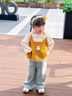 G.DUCKKIDS小黃鴨童裝女童秋裝套裝兒童針織馬甲長(zhǎng)袖打底衫三件套女寶寶衣服 吊帶毛衣 90 建議1~2歲【 80-90cm】cm 曬單實(shí)拍圖