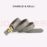 CHARLIE&KELLI CK品牌輕奢新款真皮腰帶女士皮帶牛仔褲連衣裙帶送女友生日禮物 灰色【京倉配送】 100cm 曬單實拍圖