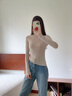 茵曼（INMAN）無(wú)縫一體半高領(lǐng)可機洗100%羊毛衫2025秋季女裝新款百搭針織打底衫 燕麥色 M 曬單實(shí)拍圖