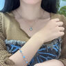 中國黃金（CHINA GOLD）托拍石足銀項鏈女海洋之心吊墜時(shí)尚生日禮物送女友老婆教師節禮物 【兩件套】手鏈+項鏈（925劍心鏈）+七夕限定禮盒 曬單實(shí)拍圖