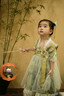 安妮優(yōu)兒中秋節(jié)漢服女童中國風(fēng)公主裙兒童古風(fēng)唐裝超仙連衣裙子 綠色  110 曬單實(shí)拍圖