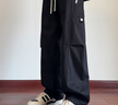 頂峰保羅（Dingfengbaoluo）純棉工裝褲男復(fù)古百搭美式休閑痞帥彎刀闊腿長(zhǎng)褲子ZX02黑色3XL 曬單實(shí)拍圖