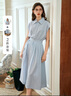 Olrain【時(shí)尚通勤套裝】條紋襯衫+半裙夏季女裝2025新款兩件套衣服 藍條紋 M 曬單實(shí)拍圖