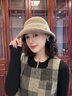 Siggi帽子女秋冬拼色保暖羊毛卷邊盆帽漁夫帽日系韓版優(yōu)雅百搭禮帽 夾花咖 M 57CM 曬單實拍圖