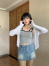 衣品元開(kāi)衫女2025夏秋季外搭披肩防曬罩衫外套配吊帶裙小披肩時(shí)尚上衣 白色（單披肩） L 白色（105-115斤） 曬單實(shí)拍圖