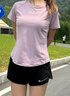 百思絨高顏值跑步運(yùn)動(dòng)套裝女短袖薄款速干純色訓(xùn)練服防走光短褲瑜伽服 曬單實(shí)拍圖