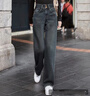 AEMAPE高端品質(zhì)直筒牛仔褲女2026春夏秋冬新款高腰寬松顯瘦港風(fēng)闊腿褲子 水泥灰-九分 30 126-135斤 曬單實(shí)拍圖