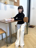 NAVIGARE女童打底衫秋季新款兒童毛衣毛衫舒適時尚百搭基礎(chǔ)內(nèi)搭 【柔軟花邊】黑色 150 曬單實拍圖