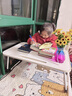 JCZS德國品牌可折疊床上小桌子學習書桌筆記本電腦桌支架懶人臥室飄窗 大號【皚雪白】(卡槽+杯托+抽屜) 曬單實拍圖