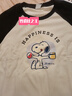 森馬（Semir）史努比系列長(cháng)袖T恤女短款吸濕發(fā)熱磨毛2024冬插肩袖109724101004 曬單實(shí)拍圖
