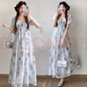 衣百壹（yIBAIyI）孕婦裝新品2025夏季連衣裙浪漫休閑V領(lǐng)系帶收腰長(cháng)裙寬松孕婦裙子 藍色 M90-115斤 曬單實(shí)拍圖