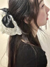 BIBK日本蕾絲蝴蝶結(jié)馬尾抓夾頭飾女2025新款高級感后腦勺半扎發(fā)發(fā)夾 蕾絲蝴蝶結(jié)抓夾-【黑色】 曬單實(shí)拍圖