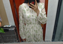 百圖betu女裝秋季新款連衣裙花邊V領(lǐng)碎花收腰繡花連衣裙女2308T79 綠色 M 曬單實拍圖