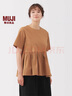 無(wú)印良品（MUJI）女式 泡泡紗 短袖罩衫 t恤上衣打底衫女款內搭 女裝 BC2PDA5A 駝色 S (155/80A) 曬單實(shí)拍圖