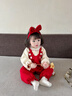 優(yōu)奇嬰兒衣服秋裝連體衣小月齡女寶寶滿(mǎn)月百天超萌公主紅色哈衣外出服 紅色 80cm 曬單實(shí)拍圖