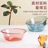 CHAHUA茶花 洗臉盆29cm塑料盆子洗菜盆洗衣盆透明加厚洗腳盆泡腳盆* 曬單實(shí)拍圖