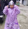 眺德高兒童雨衣小學(xué)生專(zhuān)用防暴雨上學(xué)幼兒園女孩童2026新款可愛(ài)帶書(shū)包位 兒童雨衣【平口袖口+大帽檐】 3XL 曬單實(shí)拍圖