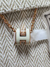 愛馬仕（HERMES）Mini Pop H項鏈 玫瑰金鏈條橢圓立體琺瑯項鏈送女友七夕送禮 白色玫瑰金H147992FO49 鏈長40cm吊墜0.7*0.9cm 曬單實拍圖
