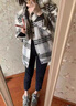 POUM小香風(fēng)夾克法式復(fù)古格子毛呢衣服外套冬季新品設(shè)計(jì)感高級(jí)小眾情侶 JCF-C335黑色 XL 曬單實(shí)拍圖