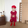 G.DUCKKIDS小黃鴨周歲禮服男寶寶抓周衣服女漢服百日宴百天滿月嬰兒套裝夏季 紅色+香囊 90 建議1~2歲【 80-90cm】cm 曬單實(shí)拍圖