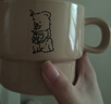 馬克杯ins風(fēng)薩摩疊疊學(xué)生牛奶杯可愛大容量喝水杯家用陶瓷杯 咖色小狗摩疊疊杯 曬單實拍圖