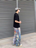 MAYBEYOND牛仔褲男女春秋季涂鴉褲子男潮流鴛鴦休閑長褲MN03深藍XL 曬單實拍圖