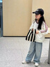 女童牛仔褲春秋2025新款兒童洋氣寬松直筒褲中大童女孩春裝闊腿褲 藍色 140 曬單實(shí)拍圖
