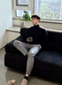 名創(chuàng)優(yōu)品（MINISO）半高領(lǐng)打底衫男秋冬青少年男裝長(zhǎng)袖T恤男女情侶加厚德絨長(zhǎng)袖體恤 【加厚半高領(lǐng)】黑色(純色) L 175 (體重120-140斤) 曬單實(shí)拍圖