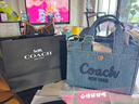 蔻馳（COACH）【七夕】新款女士CARGO 26號丹寧款牛皮革托特包斜挎包通勤女包 B4/靛藍色 曬單實拍圖
