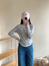 森馬（Semir）[商場(chǎng)同款]長(zhǎng)袖T恤女短款設(shè)計(jì)感2025修身假兩件秋裝101525101003 曬單實(shí)拍圖