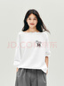 森馬（Semir）長(zhǎng)袖T恤女秋季蕾絲一字領(lǐng)純棉oversize印花2025上衣10A525101005 曬單實(shí)拍圖