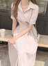ELLE可露麗優(yōu)雅連衣裙女2025夏季新款純棉氣質(zhì)通勤風(fēng)襯衫裙長(zhǎng)裙子 淺粉 S 曬單實(shí)拍圖