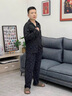雅鹿男士睡衣男純棉睡衣春秋冬季長(cháng)袖褲可外穿開(kāi)衫男生休閑家居服套裝 【100%全棉  防寒保暖 】墨黑色 2XL 【建議體重155-175斤】 曬單實(shí)拍圖