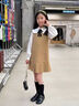 PureShare蓬紗館 女童連衣裙jk套裝2025春女孩學(xué)院風(fēng)裙子兒童春裝 布朗街角背心裙 140 曬單實(shí)拍圖