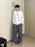 森馬（Semir）長(zhǎng)袖T恤男重磅寬松打底上衣撞色字母印花情侶裝秋季內(nèi)搭外穿 本白10101 M 曬單實(shí)拍圖