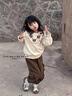 G.DUCKKIDS小黃鴨童裝女童套裝春秋季兒童衣服小童秋裝花邊兩件套運(yùn)動裝女孩 咖色 100 建議90-100cm3-4歲cm 曬單實(shí)拍圖
