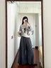 妍莉芬（yanlifen）新中式富家千金穿搭衣服休閑套裝女裝2025年秋季新款國風外套褲子 灰色外套+褲子套裝 L 【建議100-120斤】 曬單實拍圖