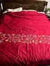 高端婚慶四件套100S長(cháng)絨棉紅色刺繡被套床單結婚禮物床上用品 雀之戀-酒紅 床單款 1.5米四件套/適合200*230被芯 曬單實(shí)拍圖