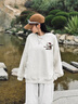 魯雅爾 Kitty貓紐扣連帽衛(wèi)衣女秋季新款美式重磅長袖上衣寬松情侶外套潮 花灰色 常規(guī)款 L 曬單實拍圖