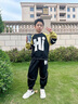 G.DUCKKIDS兒童裝男童春秋裝套裝2024新款春秋款衛衣大童男孩運動(dòng)酷帥氣春季 黑色 160cm 曬單實(shí)拍圖