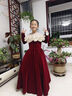 思妙星女童晚禮服高端輕奢小眾女孩生日花童公主裙兒童主持人鋼琴演出服 紅色長(cháng)款、不包括腰帶 140 曬單實(shí)拍圖