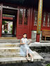 英氏（YEEHOO）兒童連衣裙女童公主裙中大童裝新中式旗袍網(wǎng)紗裙子夏 淺灰 160 曬單實(shí)拍圖