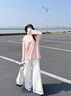 佐敘溫柔風(fēng)撞色條紋正肩長袖圓領(lǐng)T恤女2025春秋新款寬松顯瘦防曬罩衫 粉紅色 S （80-110斤） 曬單實拍圖