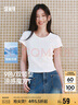 森馬（Semir）短袖t恤女短款修身圓領(lǐng)內(nèi)搭25夏涼感收腰V領(lǐng)上衣辣妹109325100006 曬單實(shí)拍圖