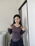 不規(guī)則白色莫代爾雞心領(lǐng)打底衫女內(nèi)搭秋冬新款韓版修身長(zhǎng)袖t恤衫 871莫代爾-深灰色 M 建議100-115斤 曬單實(shí)拍圖