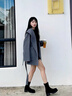 百麗（Belle）復(fù)古顯瘦彈力靴女2025的冬新商場(chǎng)款粗跟增高休閑短靴E5G2DDZ5 黑色 37 曬單實(shí)拍圖
