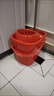 加厚手壓塑料拖把桶帶輪子地拖桶家用手動(dòng)擠水桶手提拖桶拖地旋轉擰水墩布桶 方形款橙灰帶瀝水籃輪子加厚加大 曬單實(shí)拍圖